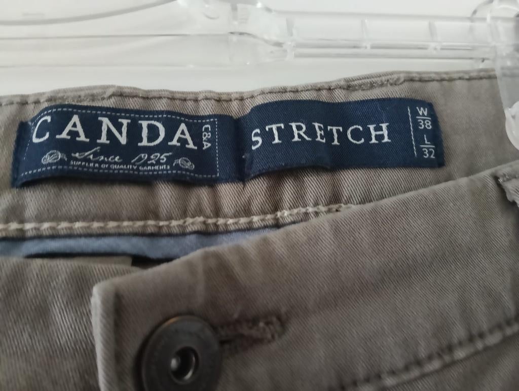 heren stretch lange broek canda W38 L32, Bruin, Verzenden, Maat 56/58 (XL), Zo goed als nieuw
