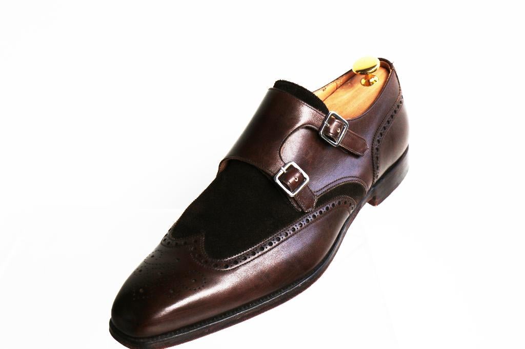 Bijna nieuw! Crockett & Jones Gower monk in 9.5 E = 43.5, Kleding | Heren, Schoenen, Zo goed als nieuw, Gespschoenen, Bruin, Ophalen of Verzenden