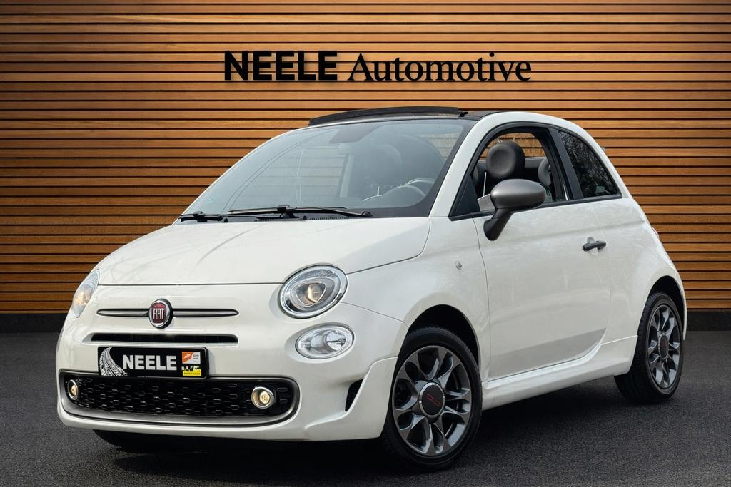 ✅ Fiat 500C 1.2 Sport uitvoering | Apple Carplay | Navi |, Auto's, Stof, Cabriolet, Wit, Bedrijf