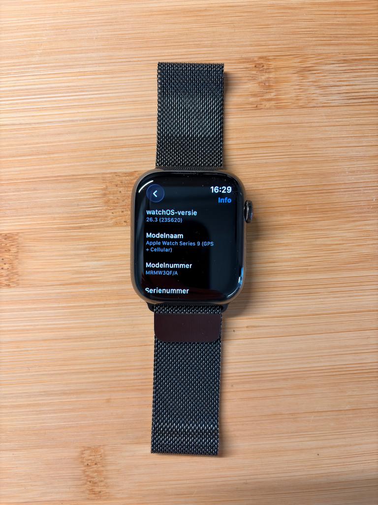 Apple Watch Series 9 45mm Stainless Steel, Gebruikt, Apple Watch ⌚️, Zwart, IOS