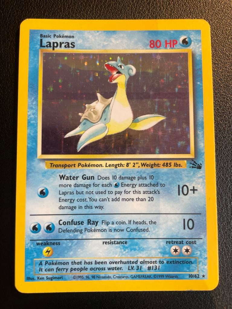 Pokémon Kaart Lapras 10/62 Fossil Set (1999), Ophalen of Verzenden, Gebruikt, Losse kaart