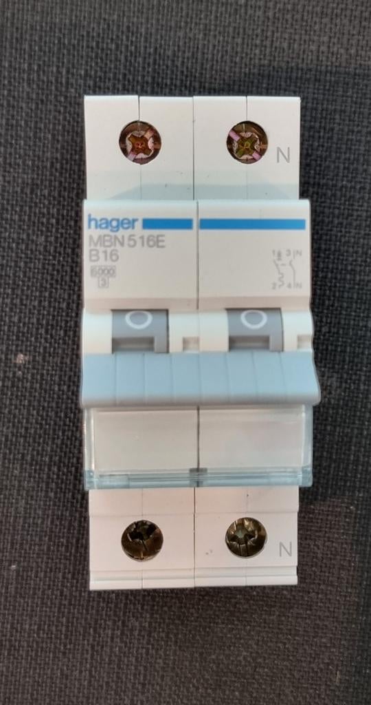 10 stuks. Hager MBN516E B16 automaat 1-polig + N, Ophalen of Verzenden