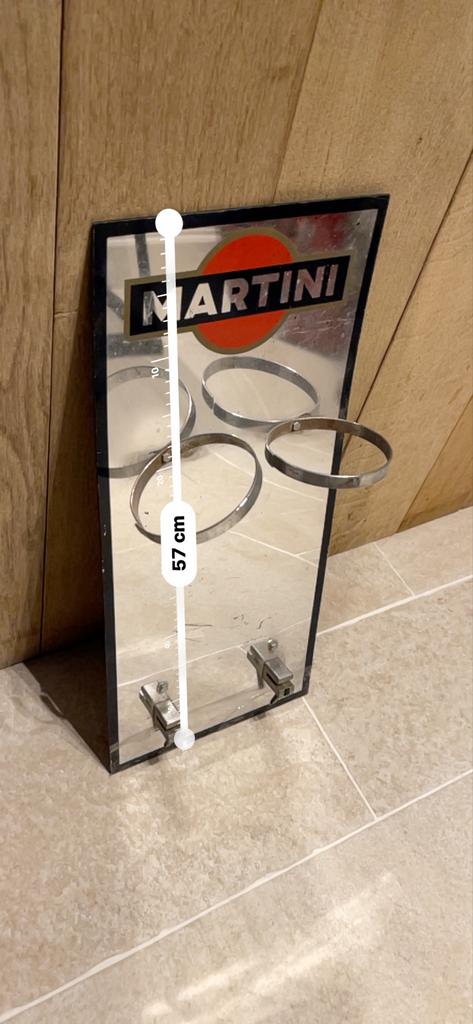 Vintage Martini spiegel met flessenhouders, Ophalen of Verzenden, Gebruikt, Gebruiksvoorwerp