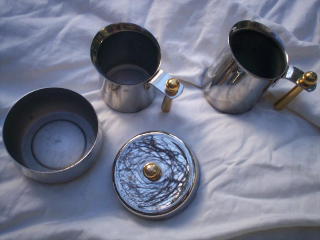 jaren 50 60 schaaltje melkbusje ketel DE set B3 glazen, Ophalen of Verzenden, Zo goed als nieuw