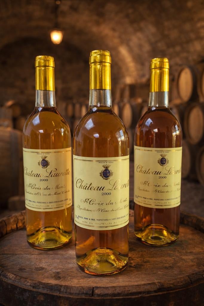 Drie flessen Château Laurette 2000 in topconditie, Frankrijk, Nieuw, Ophalen of Verzenden, Witte wijn