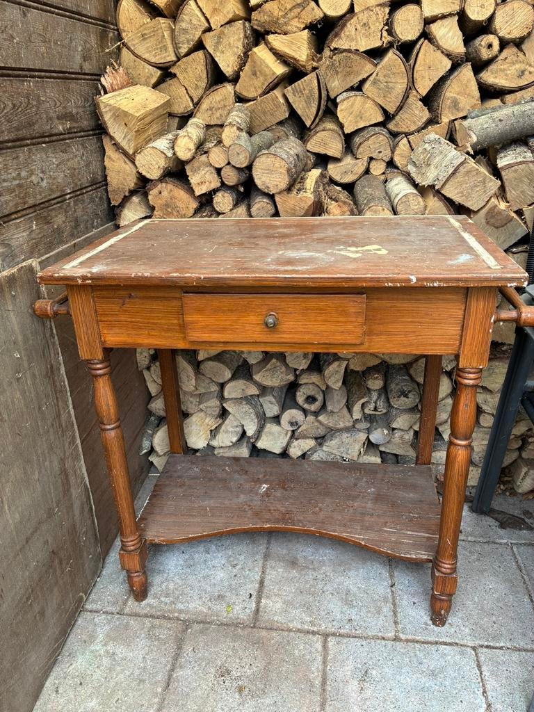 Oud wastafel tafeltje met lade, Antiek en Kunst, Curiosa en Brocante, Ophalen