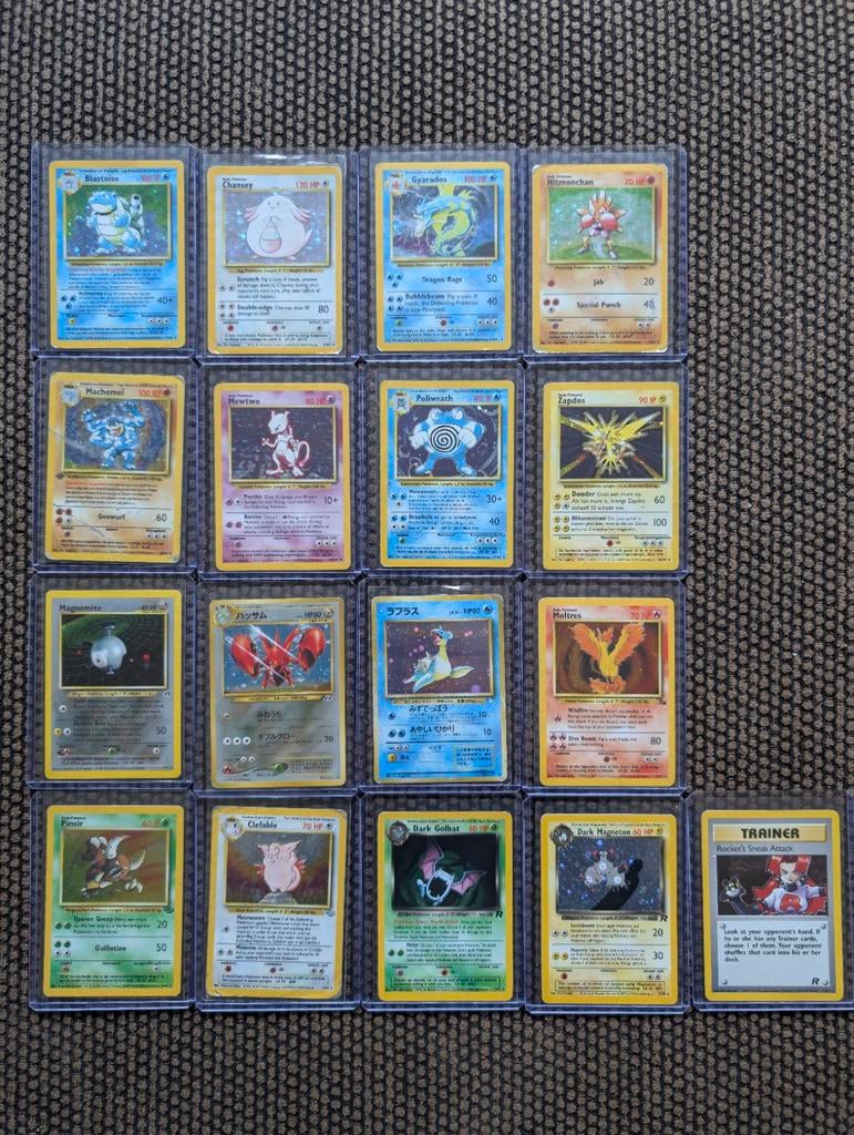 Lot 17 Vintage Holo Pokemon Kaarten (mix), Ophalen of Verzenden, Gebruikt, Meerdere kaarten, Foil