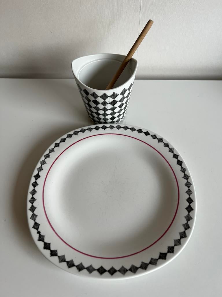 Vintage Rörstrand Red Top Bord Marmeladepot M. Westman 50’s, Ophalen of Verzenden
