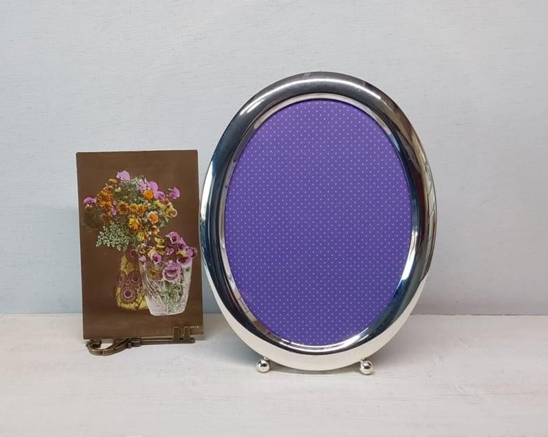 Verzilverd ovaal fotolijstje, Antiek en Kunst, Ophalen of Verzenden