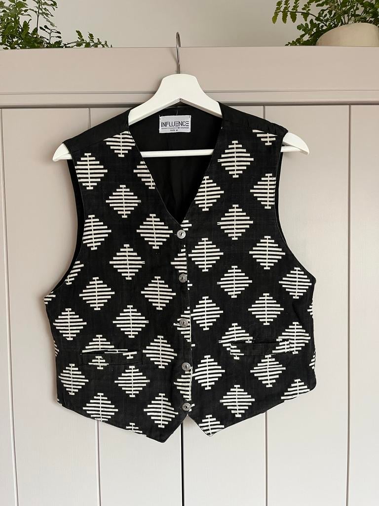 Vintage influence katoen gilet made in India maat M, Ophalen of Verzenden, Gedragen, Maat 38/40 (M), Zwart