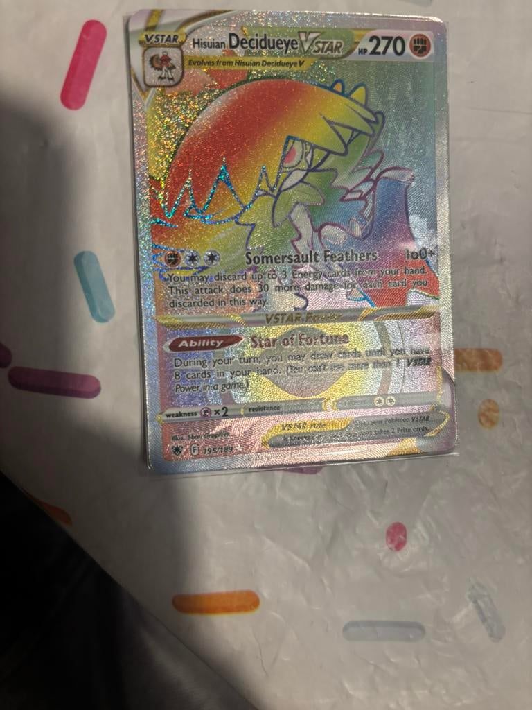 Regenboog Hisuian Decidueye Vstar 195/189, Ophalen of Verzenden, Zo goed als nieuw