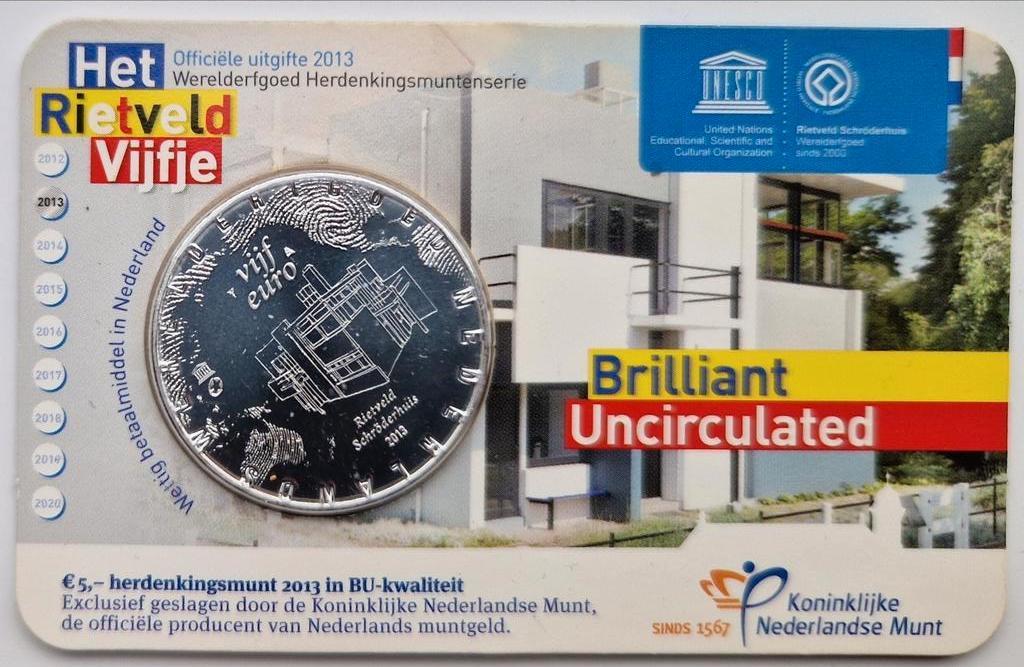 Het Rietveld Vijfje 2013 BU coincard, Ophalen of Verzenden, Koningin Beatrix, Euro's, Losse munt