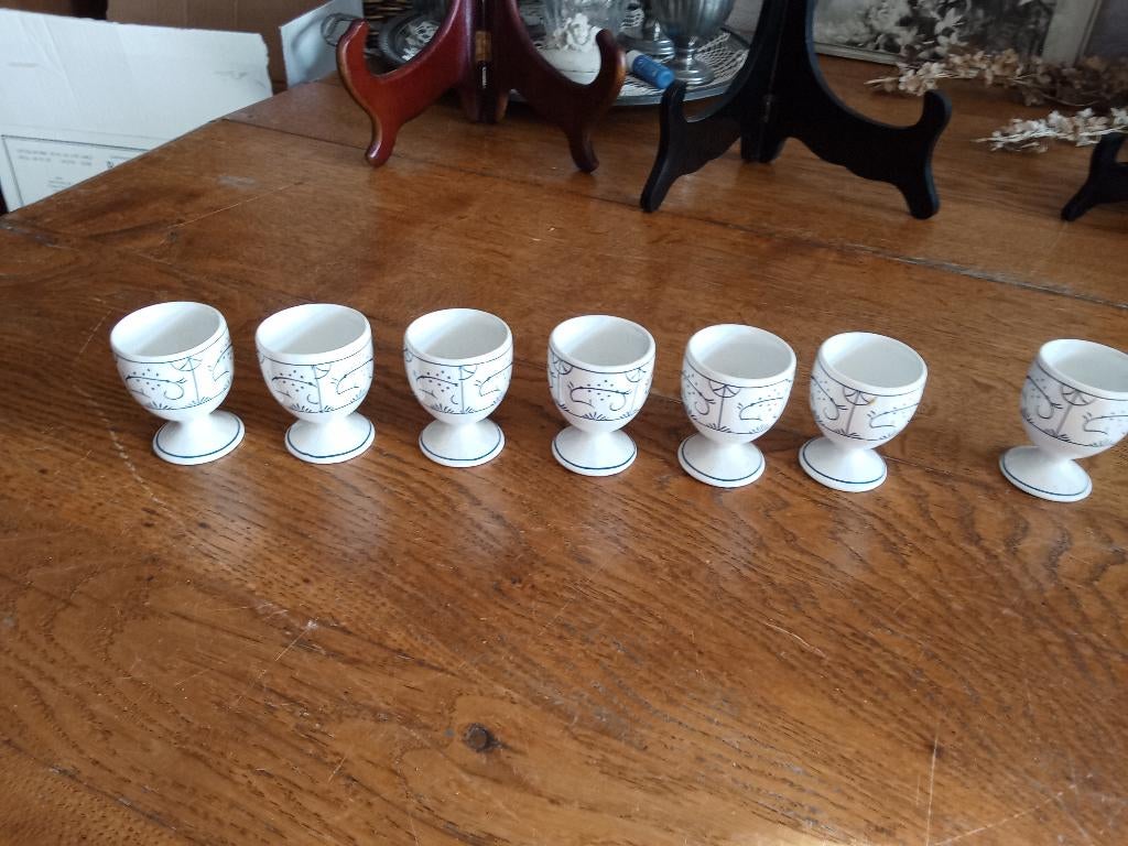 6 eierdopjes boch serie copenhague, Antiek en Kunst, Antiek | Servies los, Ophalen of Verzenden