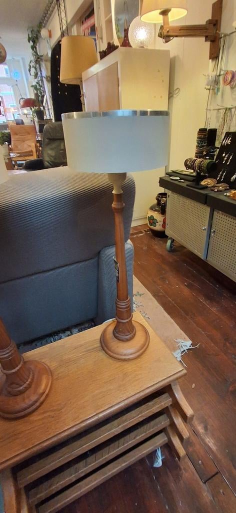 Set van 2 Vintage Tafellampen, Gebruikt, Ophalen of Verzenden, Onbekend, Hout