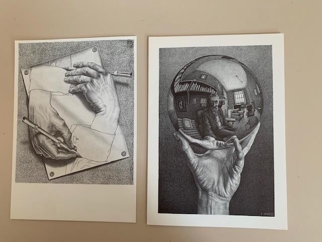 2 x vintage dubbele ansichtkaart M. C. Escher. NIEUW., Ophalen, 1960 tot 1980, Ongelopen, Cultuur en Media