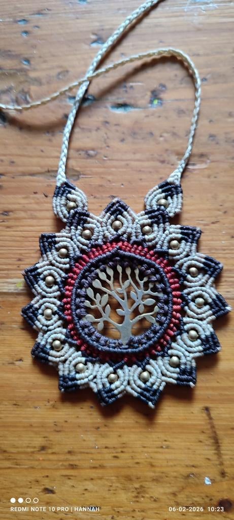 Levensboom Hanger Messing Macramé, Ophalen of Verzenden, Zo goed als nieuw, Overige materialen, Met hanger