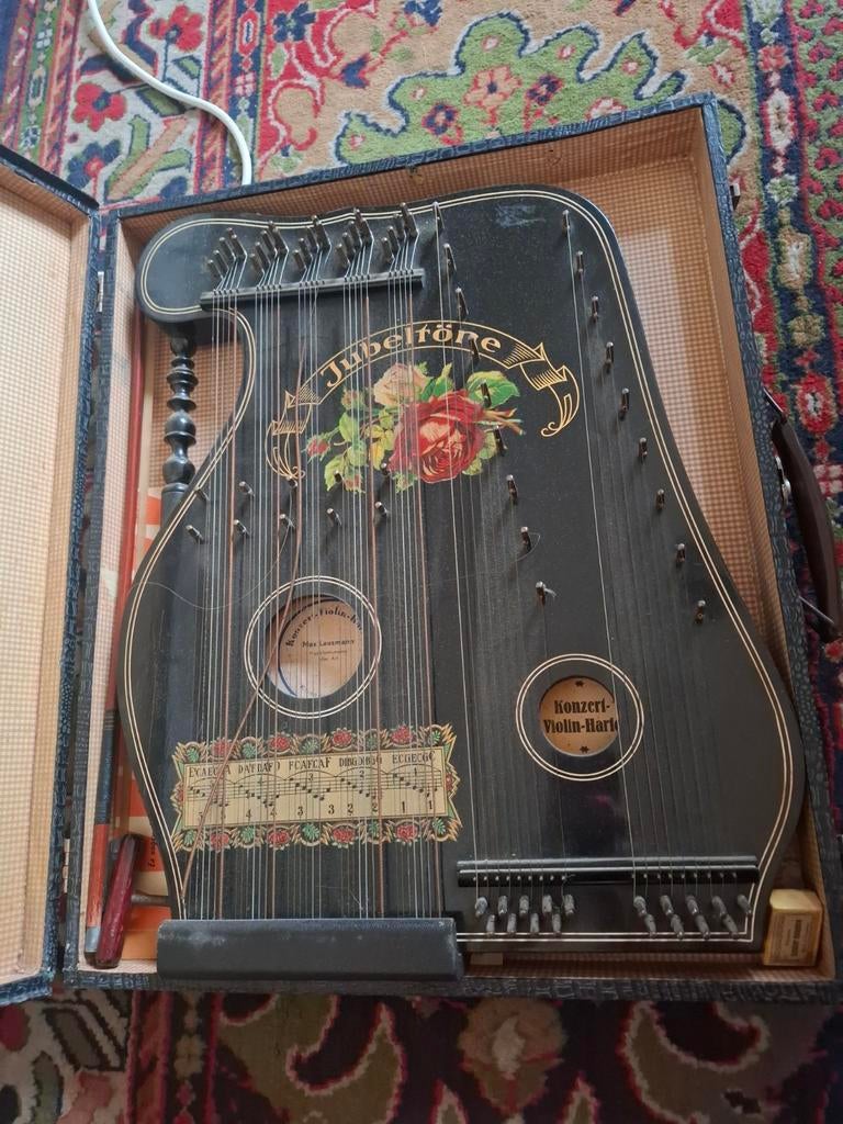 Antieke citer in orginele koffer, Ophalen of Verzenden, Gebruikt, Overige typen