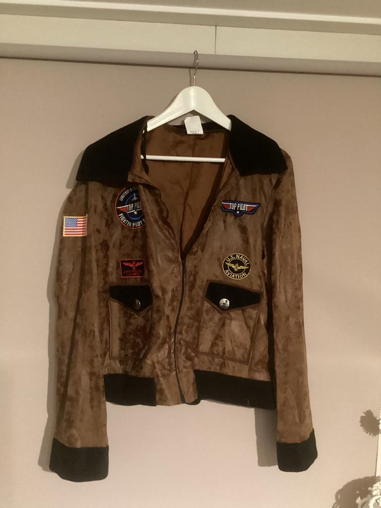 Pilotenjas Heren XL - Carnaval, Ophalen, Zo goed als nieuw, Maat 56/58 (XL), Bruin