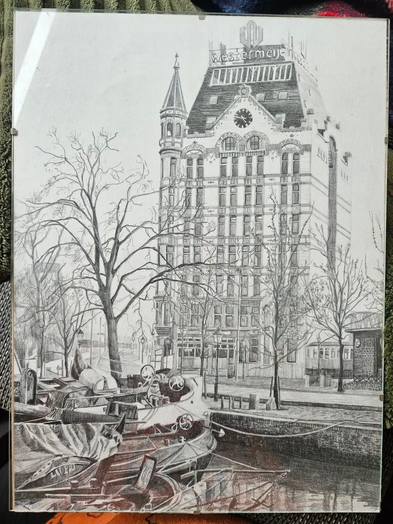 Schilderij Het Witte Huis Rotterdam Westermeijer, Antiek en Kunst, Ophalen of Verzenden