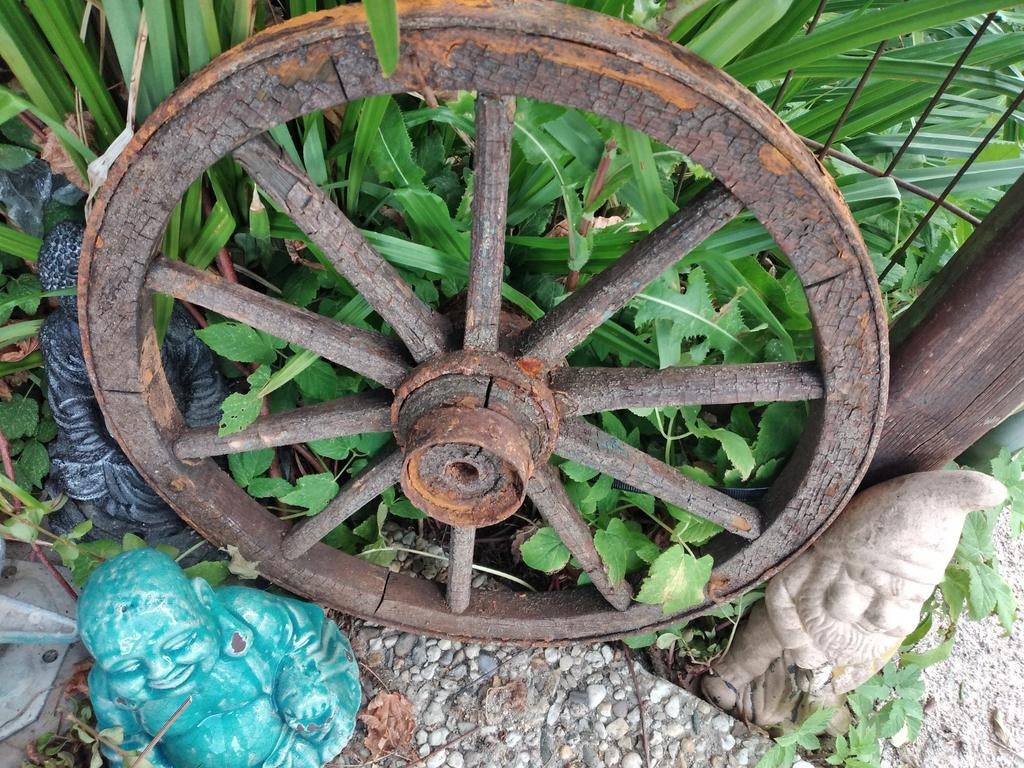 Antiek Karrewiel / Wagenwiel - Hout, Ophalen of Verzenden, Gebruikt