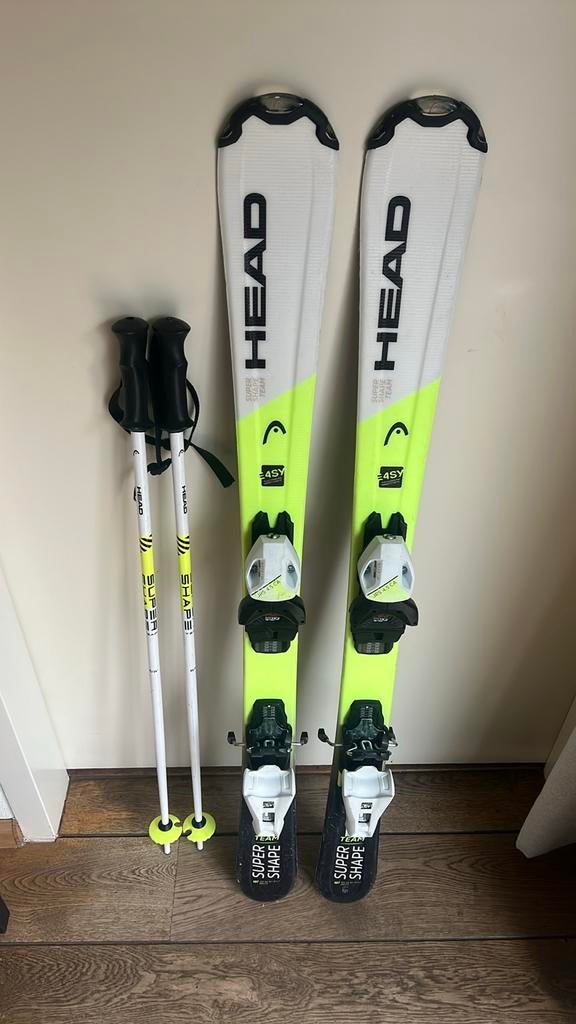 Head Super Shape kinder carve ski's 107cm + stokken, 100 tot 140 cm, Ophalen of Verzenden, Zo goed als nieuw, Carve