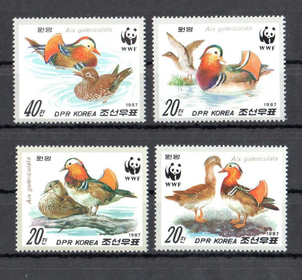 WWF set postzegels van de Mandarijneend, Ophalen of Verzenden, Postfris, Dier of Natuur