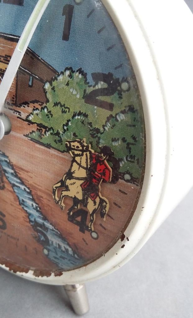 Omstreeks 1960-1970 Kinderkamer Wekker met Bewegende Cowboy, Antiek en Kunst, Ophalen of Verzenden