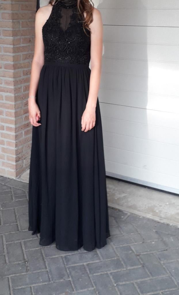 Galajurk met schoenen zwart, Kleding | Dames, Gelegenheidskleding, Zo goed als nieuw, Galajurk, Maat 36 (S), Zwart, Ophalen of Verzenden