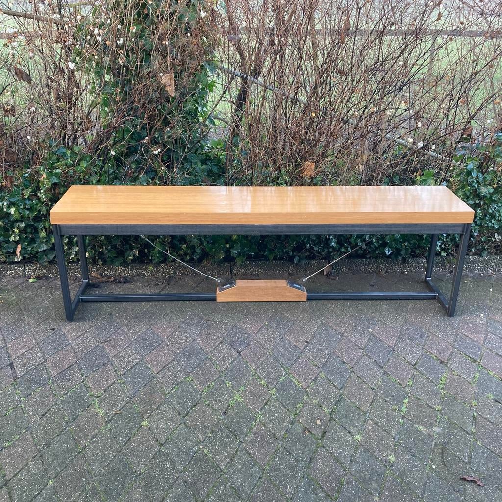 industrieel houten bank side tabel 204x40x60, Ophalen