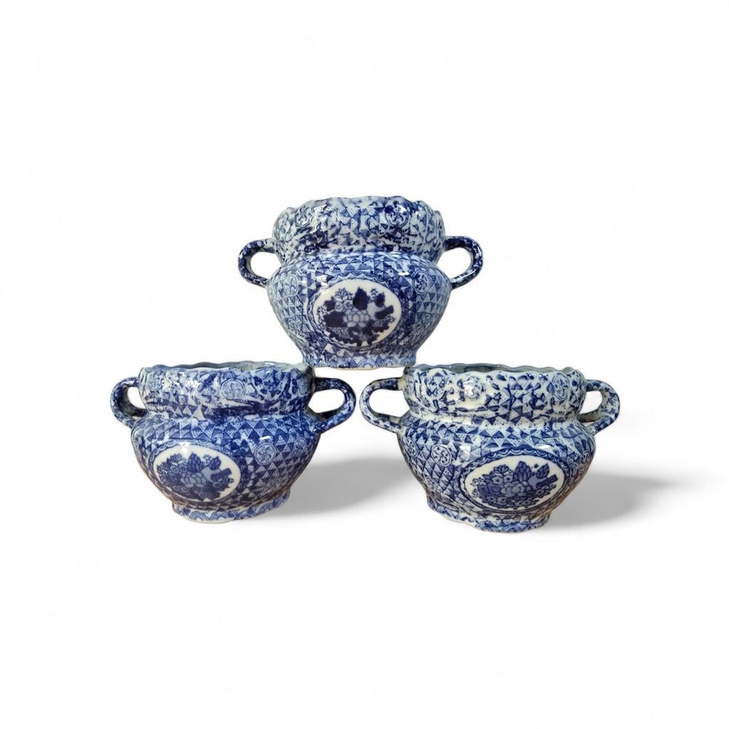 Antieke amfora cache-pot/ chinoiserie porselein, 3 stuks, Ophalen of Verzenden