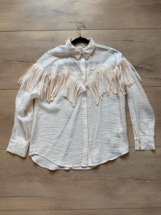 Josh V blouse met franjes - maat XS, Ophalen of Verzenden, Gedragen, Maat 34 (XS) of kleiner, Beige