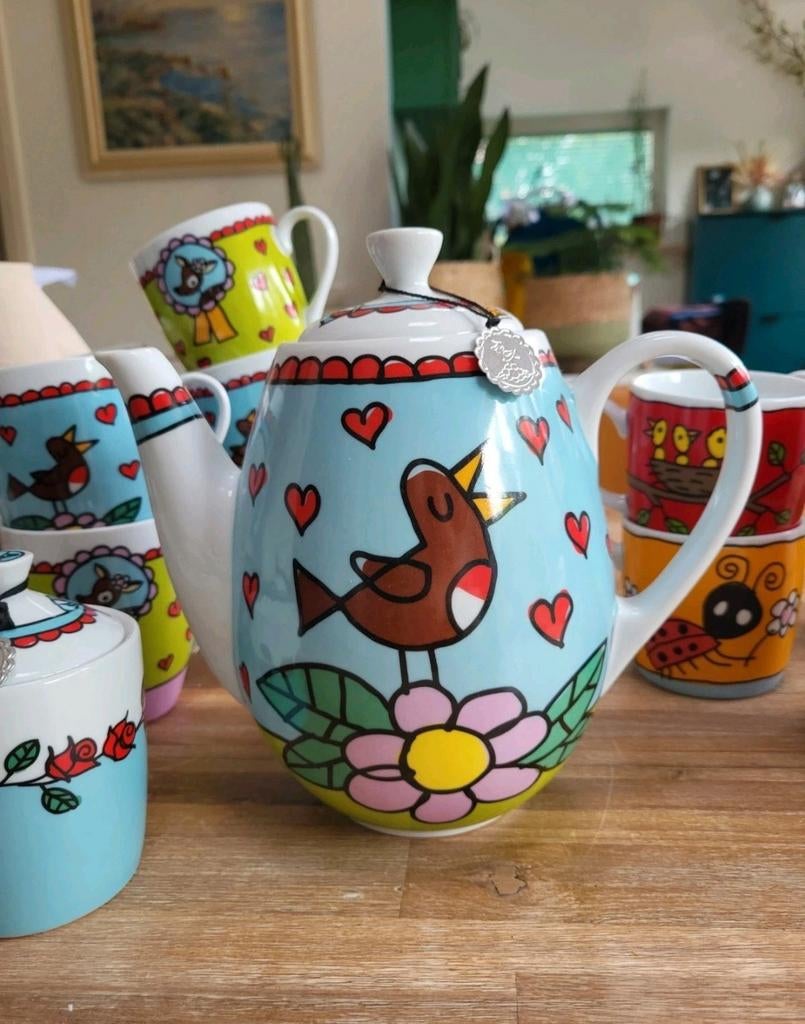 Babette suikerpot en theepot - Nieuwstaat, Huis en Inrichting, Keuken | Servies, Overige typen, Ophalen of Verzenden, Zo goed als nieuw