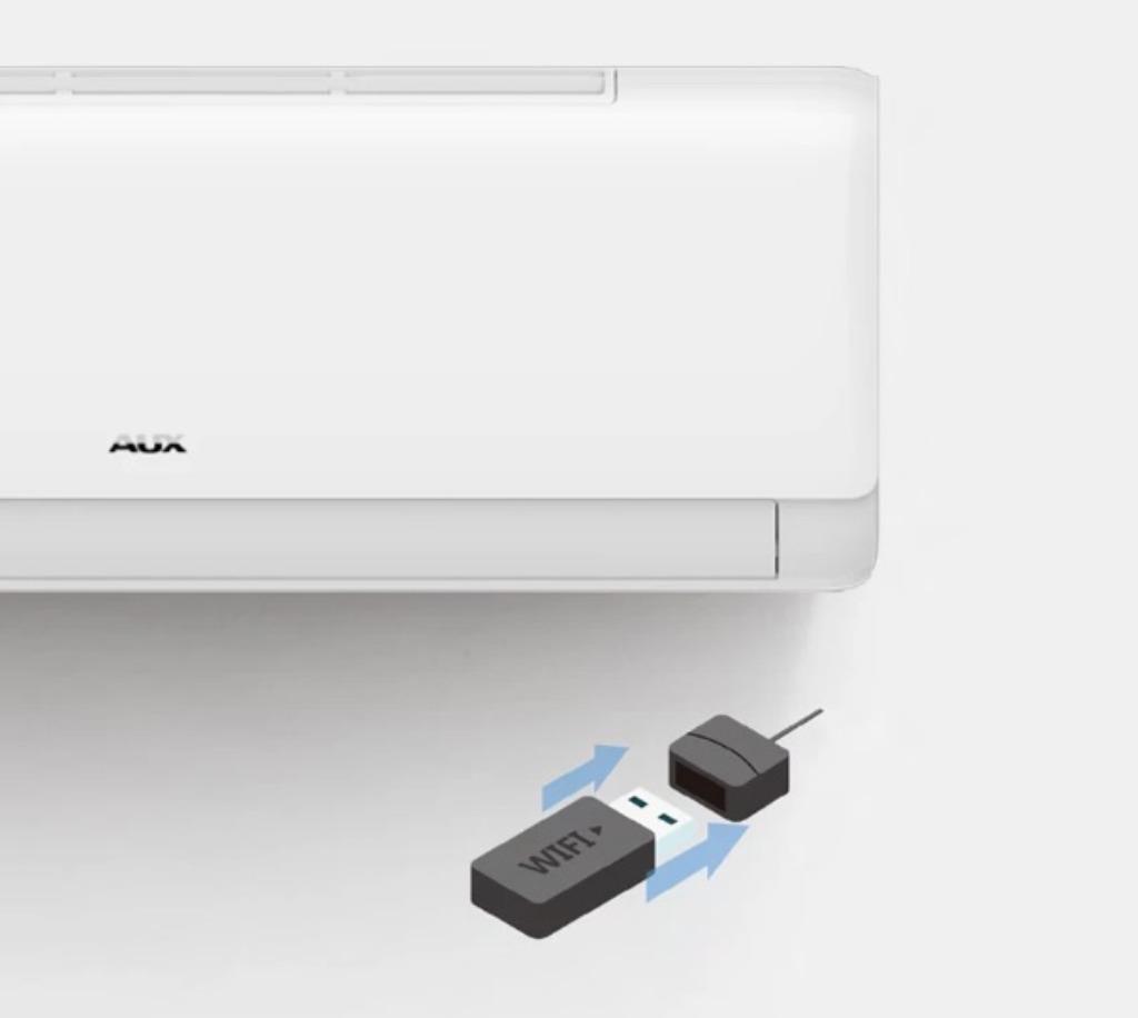 AUX split unit airco 2,5 kW Q-SMART met 4D swing, UV & WiFi, Koelen en Ontvochtigen, Timer, Nieuw, 3 snelheden of meer