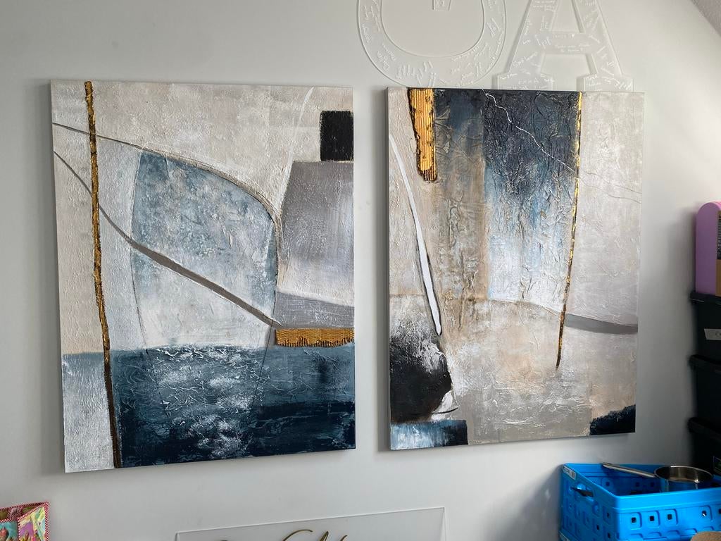 2 Prachtige abstracte schilderijen - Nieuwstaat, Antiek en Kunst, Kunst | Schilderijen | Abstract, Ophalen of Verzenden