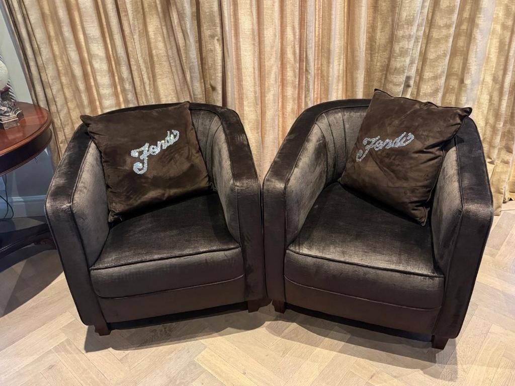 2 SCHITTERENDE FENDI CASA FAUTEUILS, Ophalen, 75 tot 100 cm, Zo goed als nieuw, 75 tot 100 cm