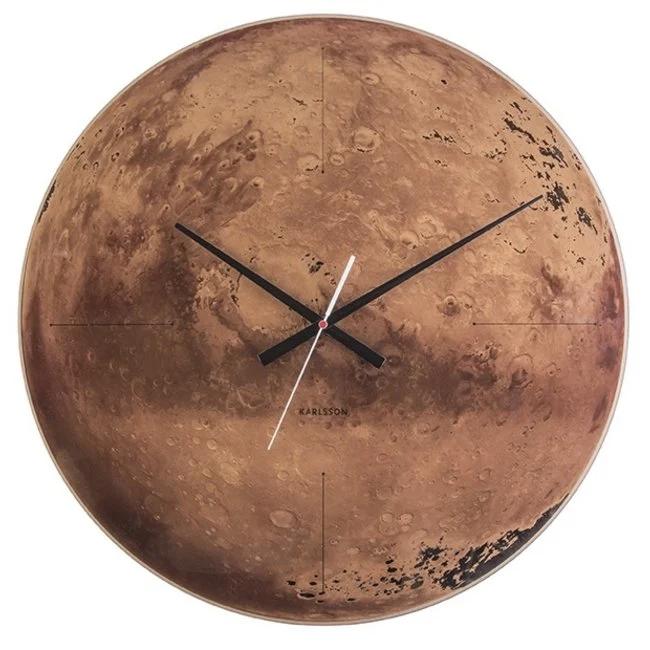Karlsson Wandklok Mars Spiegel glas Koper 60x60 cm, Ophalen of Verzenden, Nieuw, Analoog, Wandklok