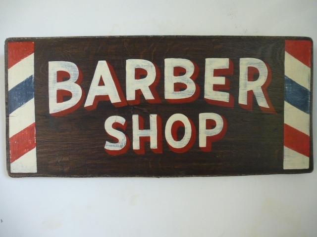 Handgeschilderd houten reclamebord/barbershop/kapper/uniek, Reclamebord, Nieuw, DeKameraadschap, Dj.kammeraat@telfort.nl