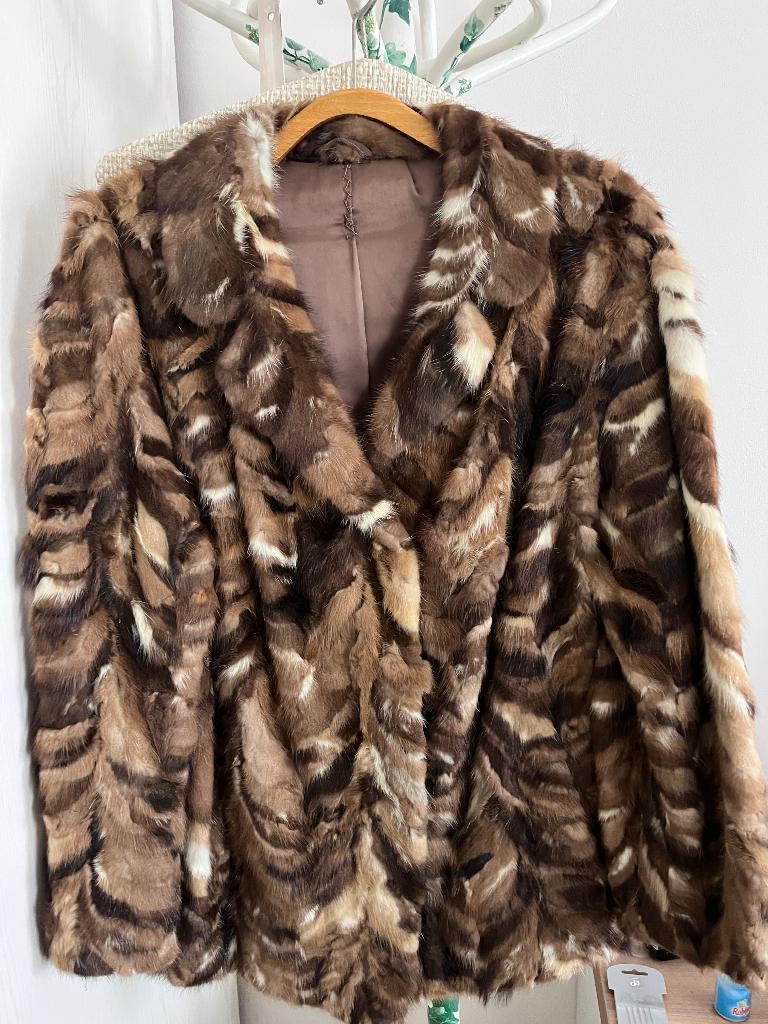 Vintage nerts bontjas, Bruin, Gedragen, De bontkoning, Ophalen