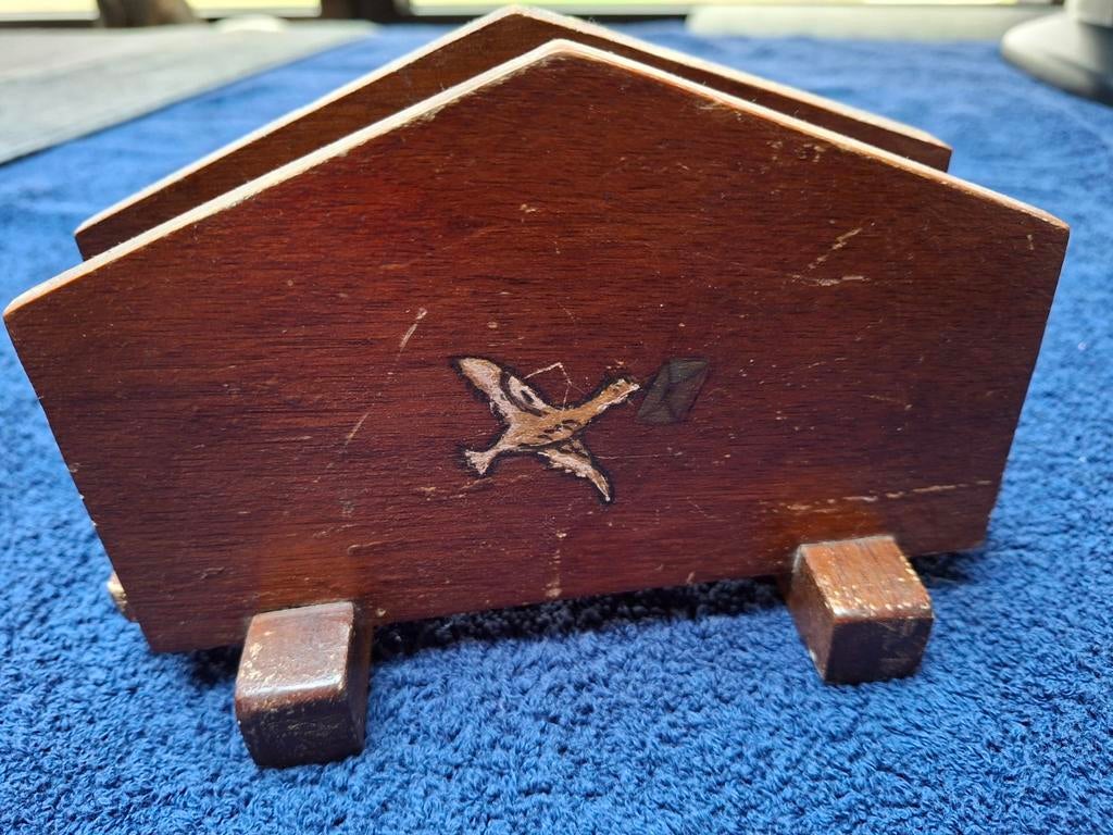 Vintage houten brievenhouder, Ophalen of Verzenden