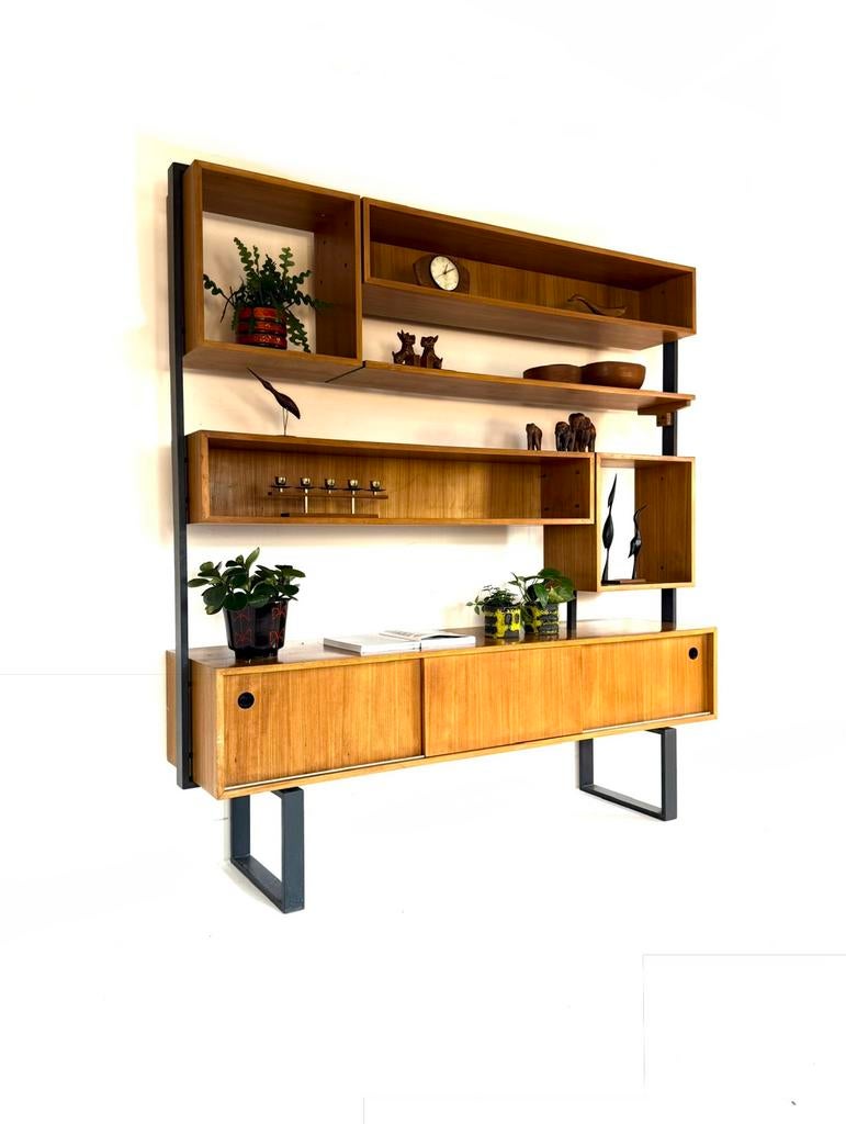 Vintage modulaire vakkenkast/wandkast, jaren ‘80, Overige houtsoorten, 200 cm of meer, 150 tot 200 cm, Ophalen of Verzenden