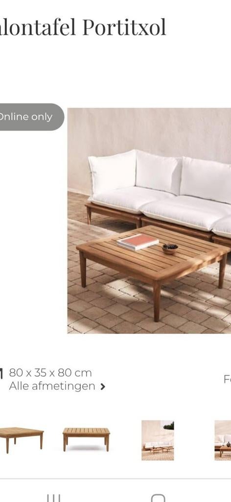 Nieuwe Kave Home houten salontafel type portixsol Teakhout, 50 tot 100 cm, Kave Home, Teakhout, Nieuw