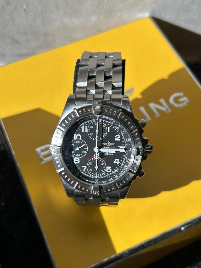 Breitling blackbird nieuwstaat fullset, Sieraden, Tassen en Uiterlijk, Horloges | Heren, Ophalen, Zo goed als nieuw, Staal, Breitling