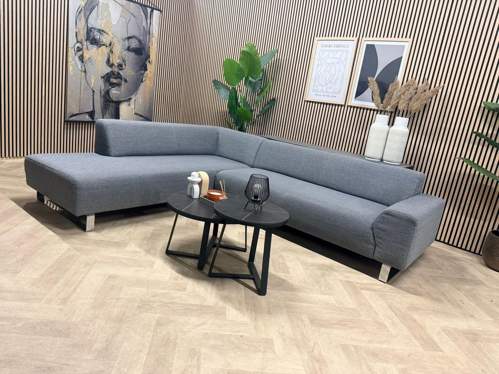 ZGAN Montel Frisco Design Hoekbank - Grijs - 287 x 230, 250 tot 300 cm, -, Montel design hoekbank frisco grijs tijdloos geweven stof
