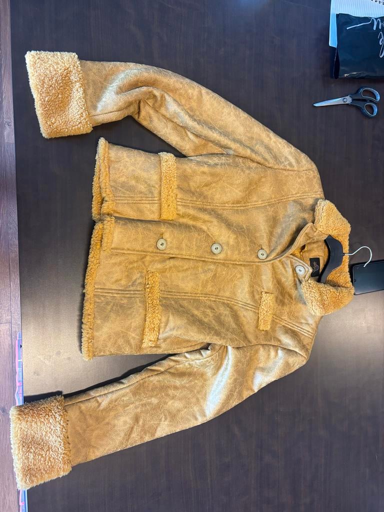 Gele leren lammycoat met teddy voering, Ophalen, Nieuw, Maat 38/40 (M), Geel