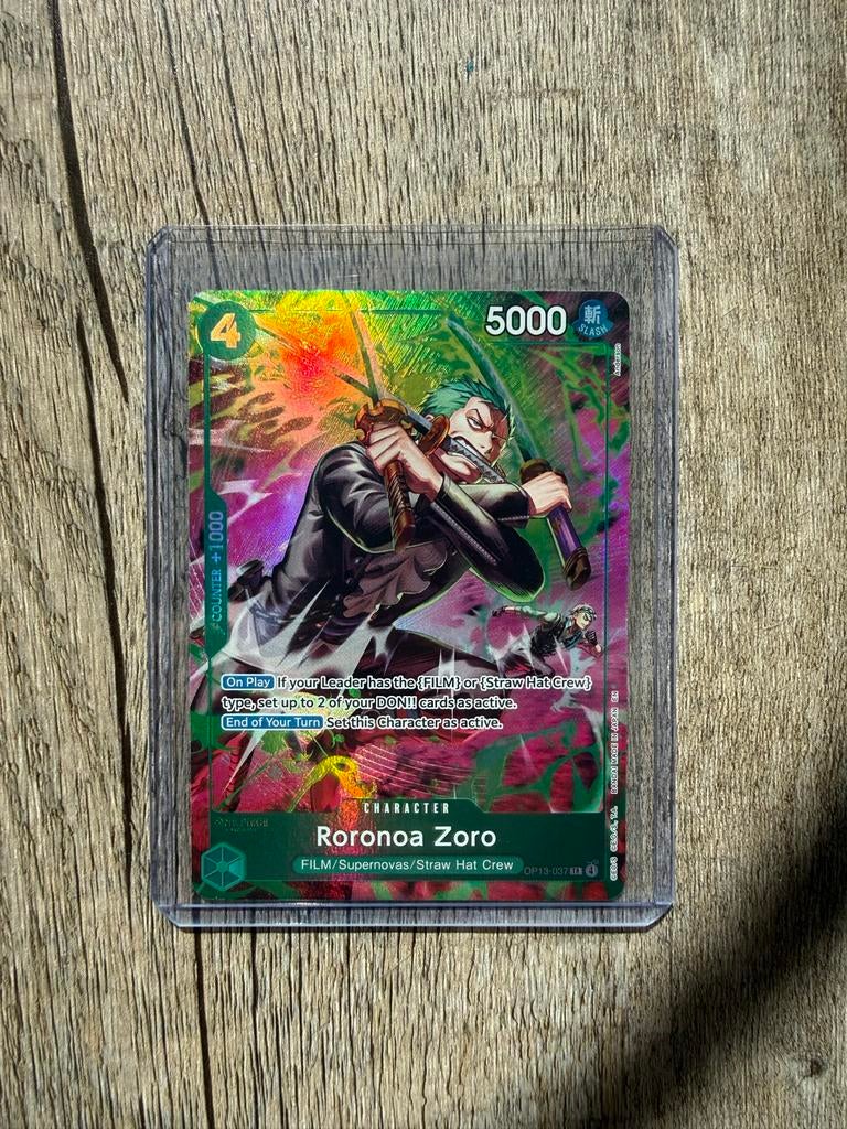 One Piece TCG TR Roronoa Zoro OP13-037 OP15/EB04, Ophalen of Verzenden, Nieuw, Losse kaart, Foil