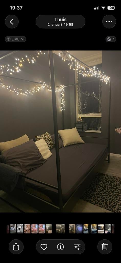 Zgan hemelbed strak zwart 1.20 twijfelaar, Zwart, Ophalen of Verzenden, Zo goed als nieuw, Twijfelaar