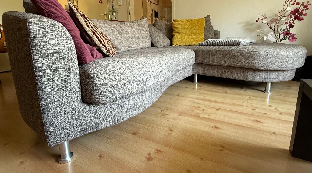 Hoekbank grijs 3-zits rookvrij, huidiervrij, Ophalen, Gebruikt, Stof, Modern