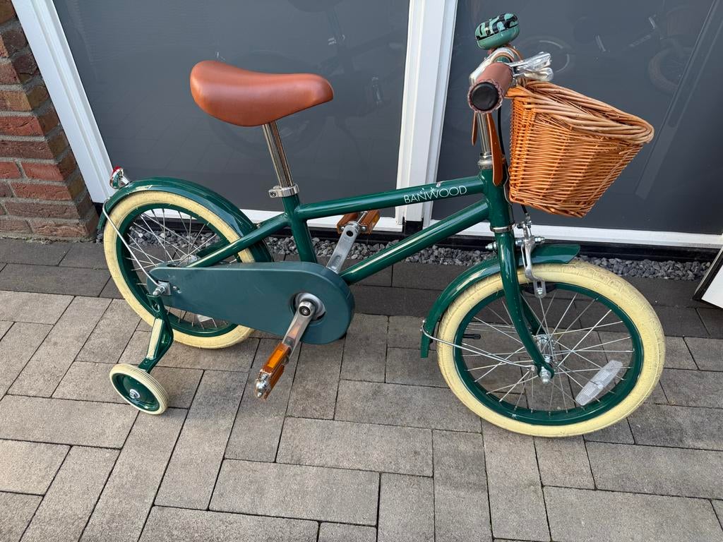 Banwood kinderfiets classic groen 16 inch, Ophalen, Gebruikt, 16 tot 20 inch, Zijwieltjes