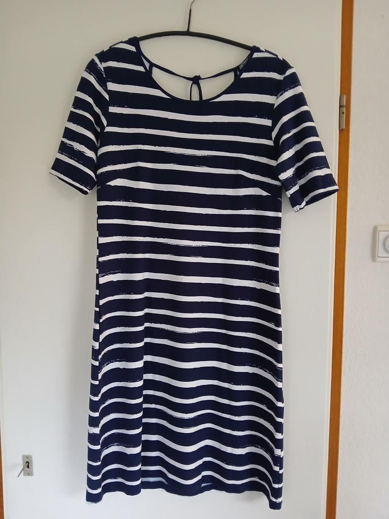 Juffrouw Jansen gestreepte jurk maat M, Maat 38/40 (M), Blauw, Ophalen of Verzenden, Zo goed als nieuw