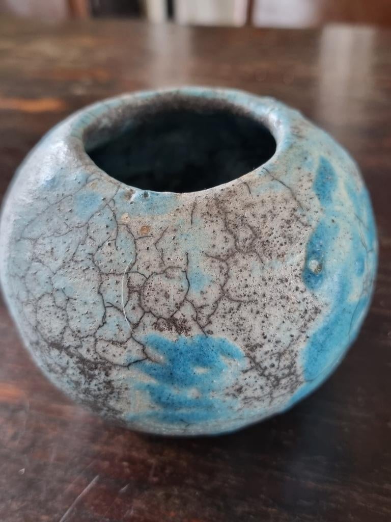 Prachtig Vaasje/ Raku techniek glazuur., Ophalen of Verzenden